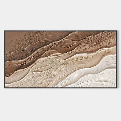 DESERT FLOW: Textured Abstract Landscape Painting in Brown and Beige | hanging in DESERT FLOW: Textured Abstract Landscape Painting in Brown and Beige featuring layered textured brushwork in refine...