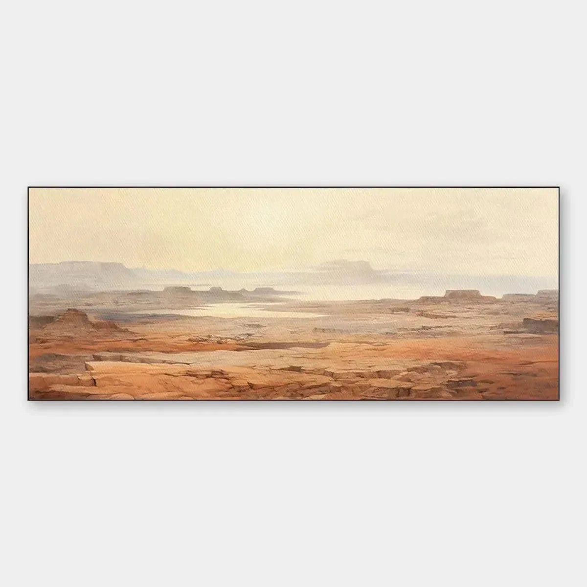 DESERT MIST PANORAMIC: Desert Landscape Painting, Panoramic Wall Art, Minimalist Decor | hanging in DESERT MIST PANORAMIC: Desert Landscape Painting, Panoramic Wall Art, Minimalist Decor featuring ...