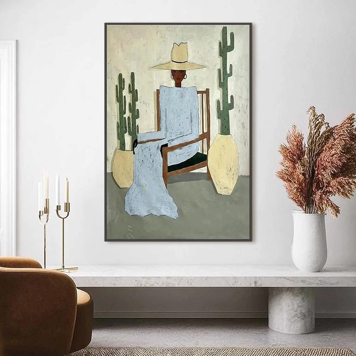 DESERT POISE: Minimalist Figurative Portrait Oil Painting | Minimalist closeup, raised brushwork detail