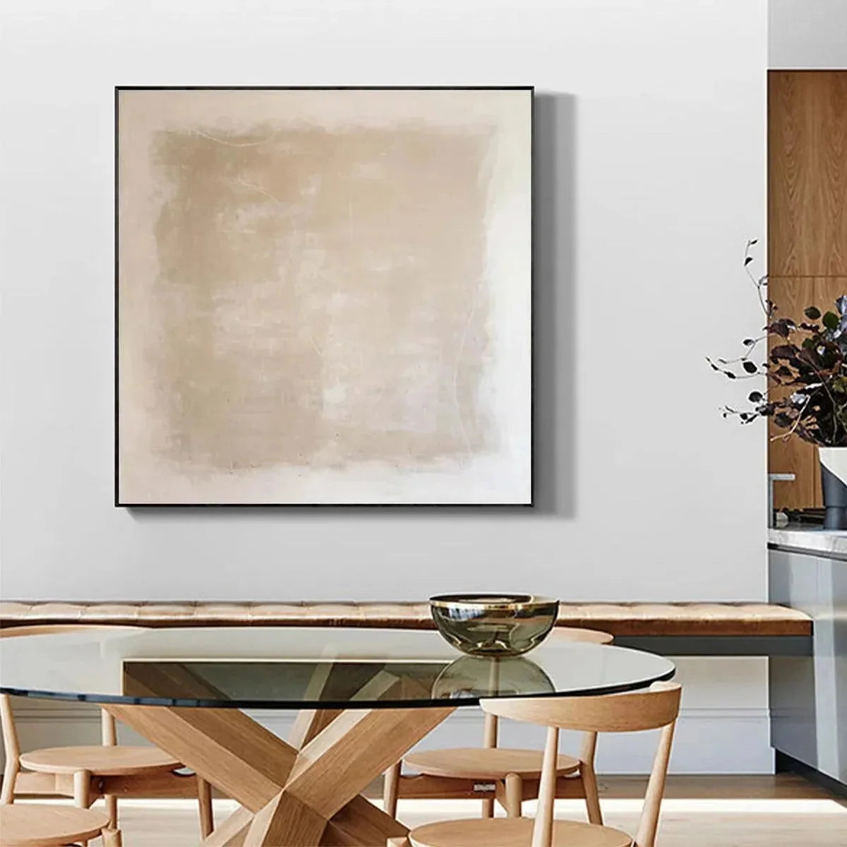 DESERT SANDS: Minimalist Textured Painting in Beige | rolled canvas, ready for custom framing