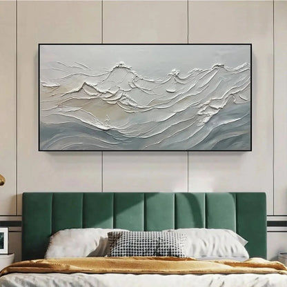 DESERT WINDS: Textured Landscape Impasto Oil Painting on Canvas | black frame version on white wall