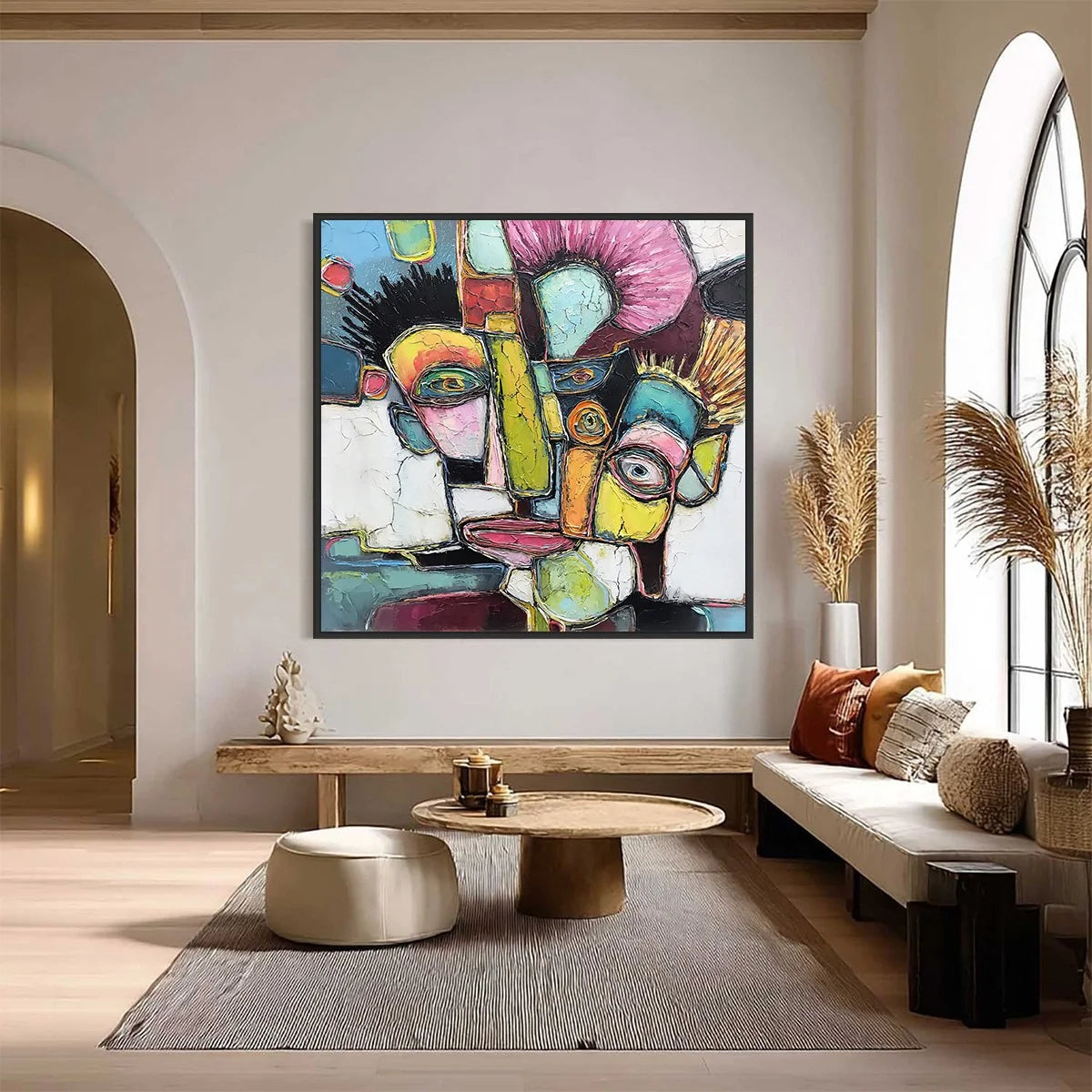 DIALOGUE IN COLOR: Colorful Abstract Impasto Portrait Painting | Figurative closeup, raised brushwork detail