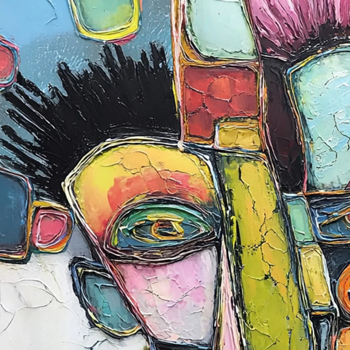 DIALOGUE IN COLOR: Colorful Abstract Impasto Portrait Painting | rolled canvas, ready for custom framing