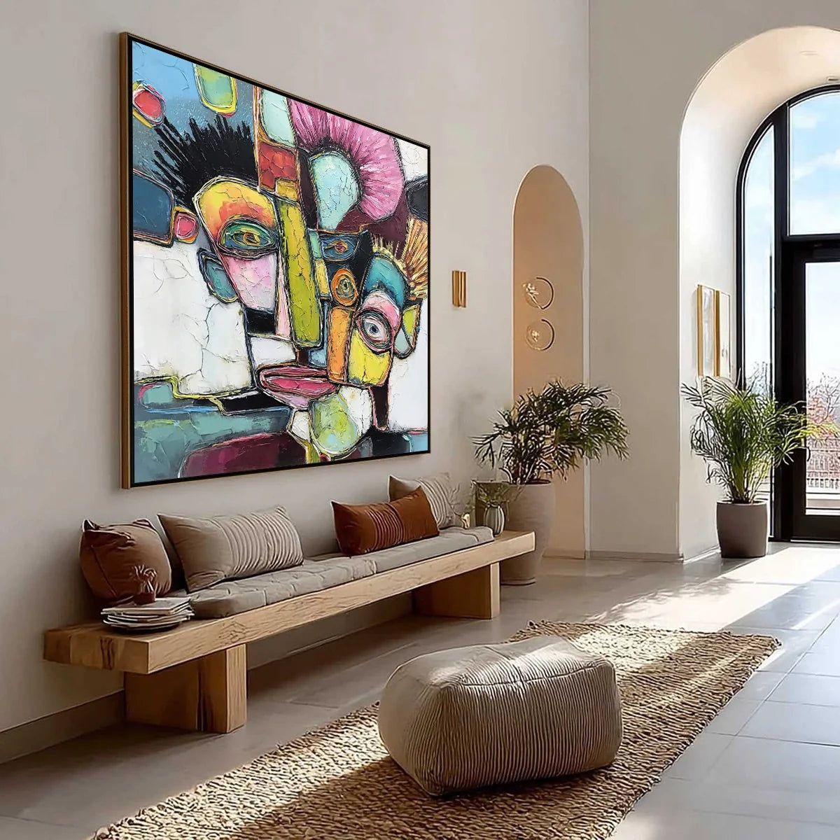 DIALOGUE IN COLOR: Colorful Abstract Impasto Portrait Painting | Figurative mood, soft natural light studio shot