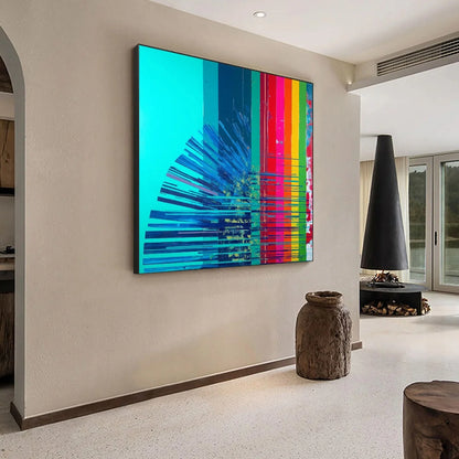 DIGITAL DAWN: Vibrant Abstract Modern Oil Painting | rolled canvas, ready for custom framing