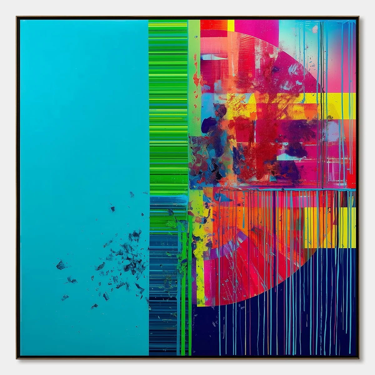 ELECTRIC ECHO: Vibrant Abstract Modern Oil Painting | hanging in living room, Abstract wall art