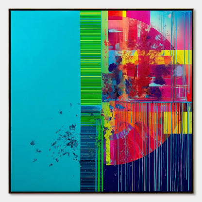 ELECTRIC ECHO: Vibrant Abstract Modern Oil Painting | hanging in living room, Abstract wall art