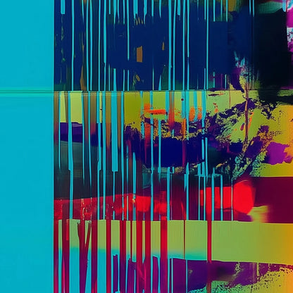 DIGITAL INTERRUPTION: Vibrant Abstract Glitch Art Oil Painting | Abstract mood, soft natural light studio shot
