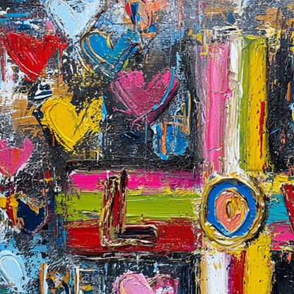 DIVINE EMBRACE: Colorful Textured Abstract Painting of Love and Faith | rolled canvas, ready for custom framing