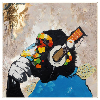 DJ Gorilla Painting: Original Texture Canvas Art, POP Art Decor #8