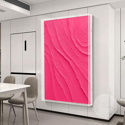 Dopamine Pink 3D Textured Wall Art, Minimalist Acrylic Shadow Box Canvas Paintin #2