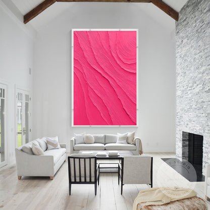 Dopamine Pink 3D Textured Wall Art, Minimalist Acrylic Shadow Box Canvas Paintin #4