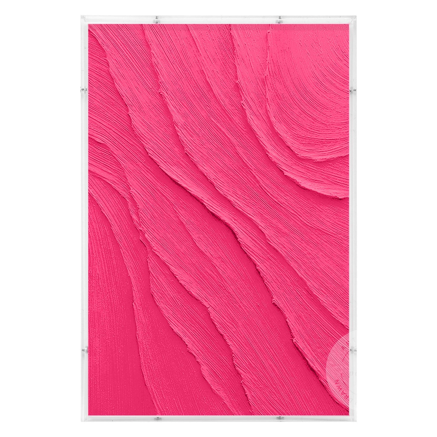 Dopamine Pink 3D Textured Wall Art, Minimalist Acrylic Shadow Box Canvas Paintin #6