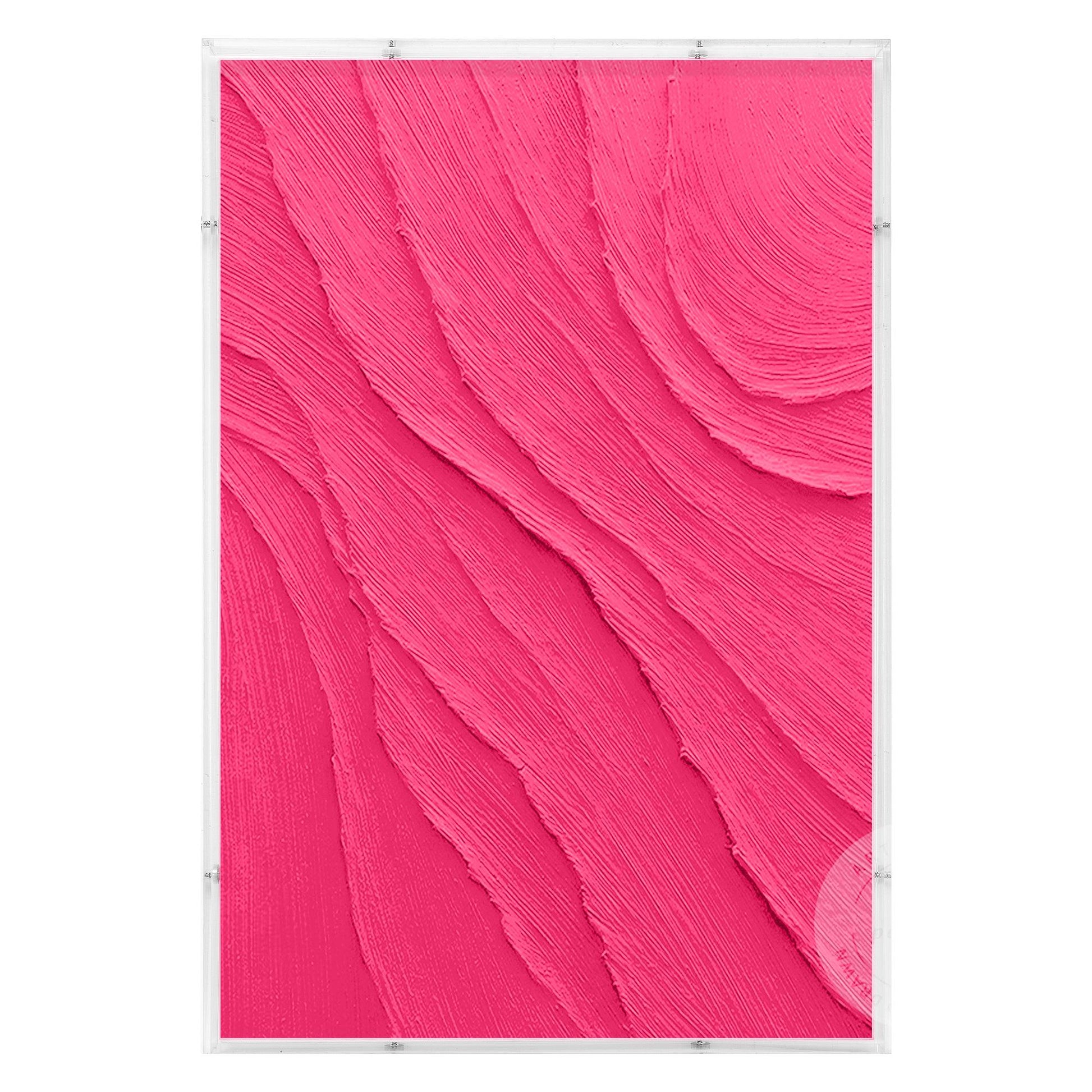 Dopamine Pink 3D Textured Wall Art, Minimalist Acrylic Shadow Box Canvas Paintin #6