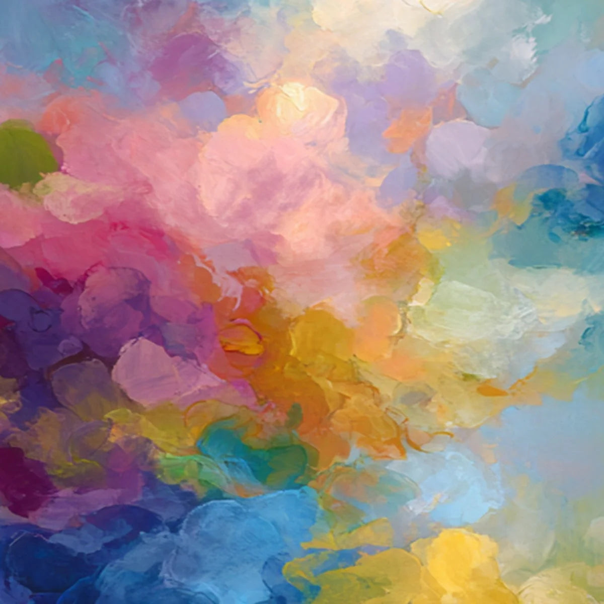 DREAMSCAPE MELODY: Colorful Abstract Cloudscape Painting Set of 2 | rectangular format, hand-painted canvas edge