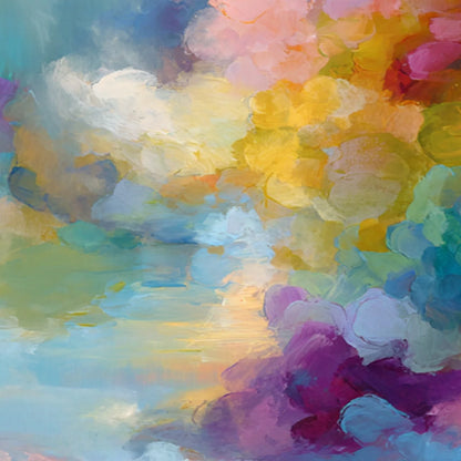 DREAMSCAPE MELODY: Colorful Abstract Cloudscape Painting Set of 2 | rolled canvas, ready for custom framing