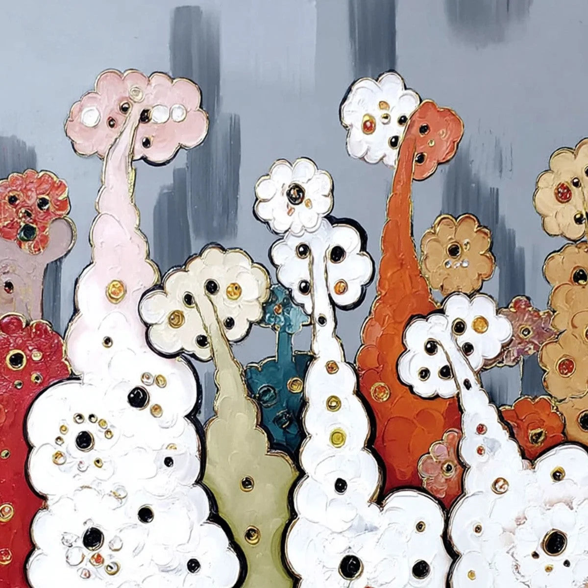 DREAMWOOD GROVE: Whimsical Abstract Forest Textured Impasto Painting | rectangular format, hand-painted canvas edge