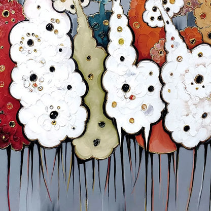 DREAMWOOD GROVE: Whimsical Abstract Forest Textured Impasto Painting | rolled canvas, ready for custom framing
