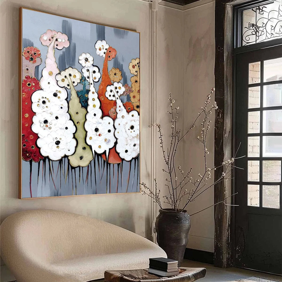 DREAMWOOD GROVE: Whimsical Abstract Forest Textured Impasto Painting | green palette, original Hand-painted on premium stretched canvas using artist-grade oils; rich layered surface combines smooth...