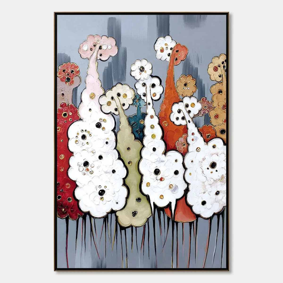 DREAMWOOD GROVE: Whimsical Abstract Forest Textured Impasto Painting | hanging in DREAMWOOD GROVE: Whimsical Abstract Forest Textured Impasto Painting featuring layered textured brushwork in refine...