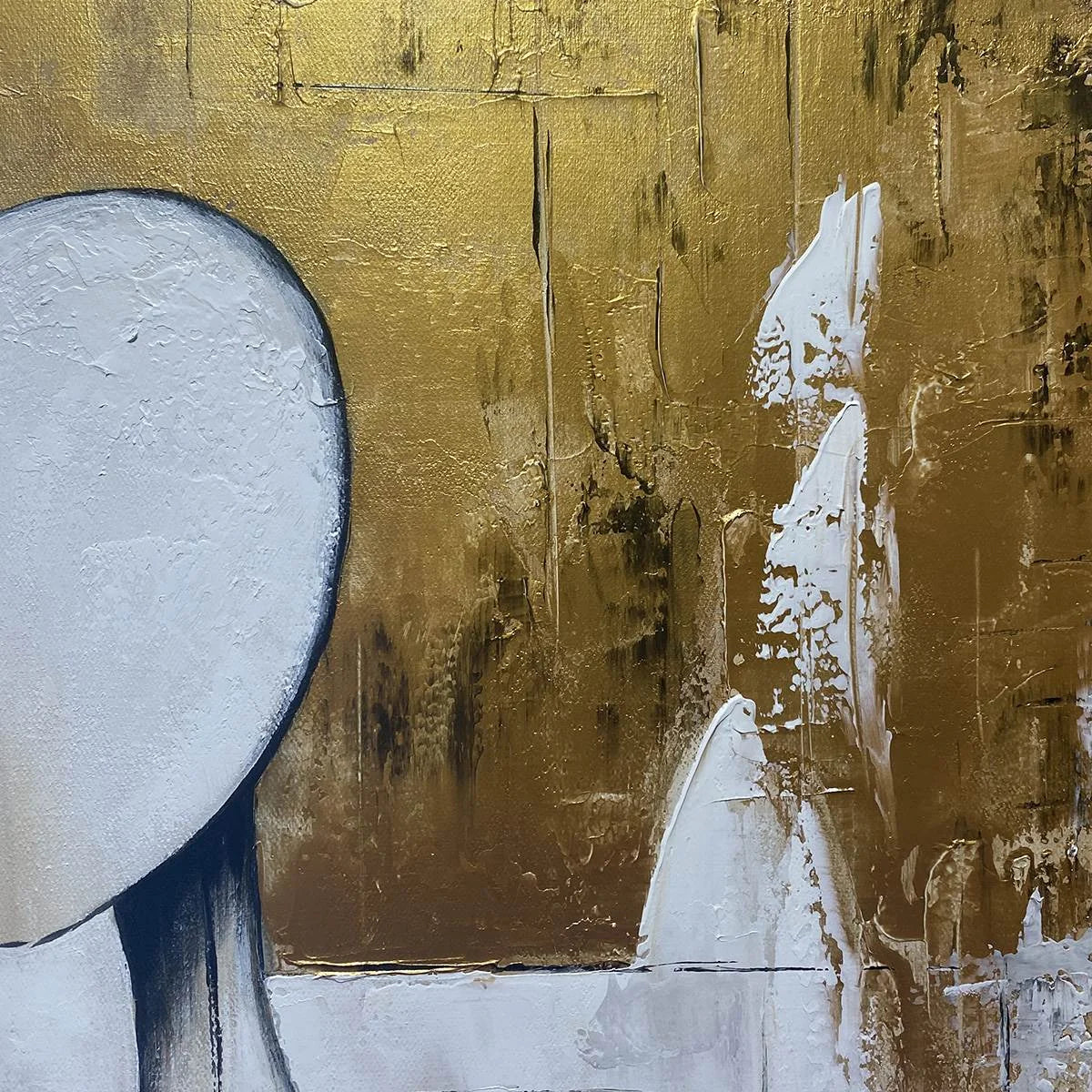 DUALITY: Abstract Figurative Textured Oil Painting | rectangular format, hand-painted canvas edge
