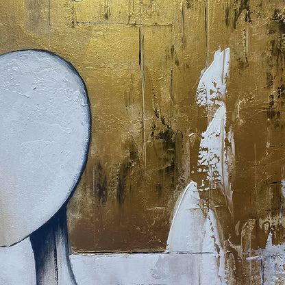 DUALITY: Abstract Figurative Textured Oil Painting | rectangular format, hand-painted canvas edge