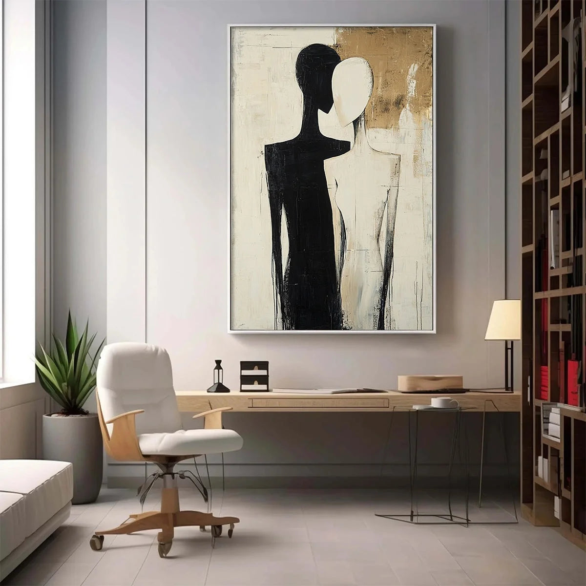 DUALITY: Abstract Figurative Textured Oil Painting | rolled canvas, ready for custom framing