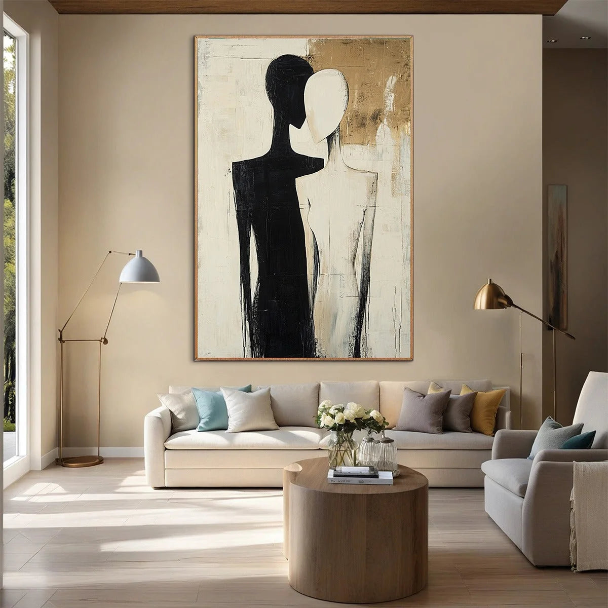DUALITY: Abstract Figurative Textured Oil Painting | Figurative mood, soft natural light studio shot