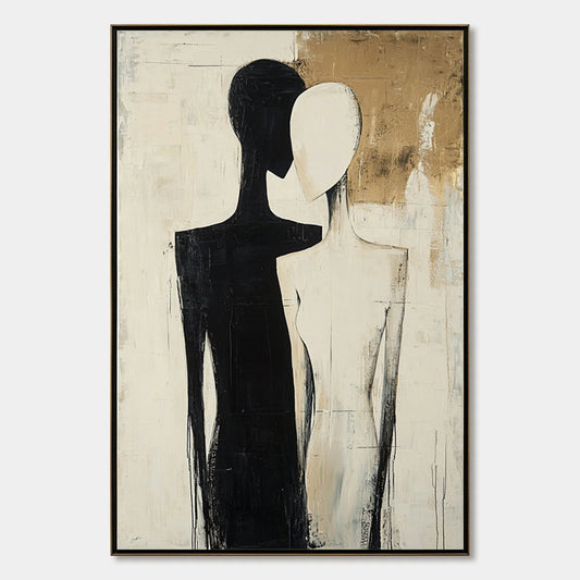 DUALITY: Abstract Figurative Textured Oil Painting | hanging in DUALITY: Abstract Figurative Textured Oil Painting featuring layered textured brushwork in refined tones; figurative composition with...