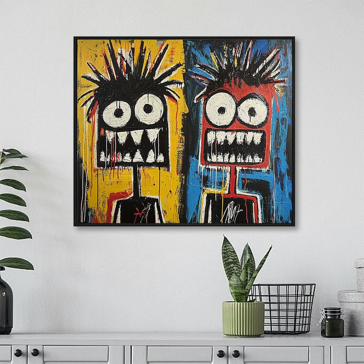 DUALITY: Vibrant Abstract Portrait Oil Painting of Two Figures | Figurative closeup, raised brushwork detail