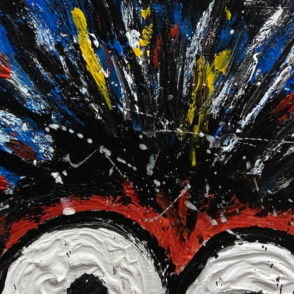DUALITY: Vibrant Abstract Portrait Oil Painting of Two Figures | rectangular format, hand-painted canvas edge