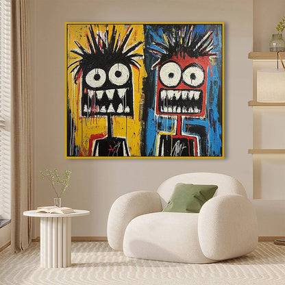 DUALITY: Vibrant Abstract Portrait Oil Painting of Two Figures | rolled canvas, ready for custom framing