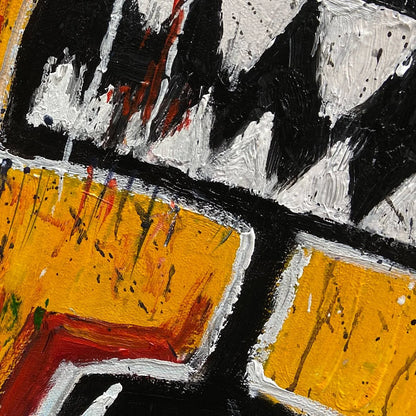 DUALITY: Vibrant Abstract Portrait Oil Painting of Two Figures | black frame version on white wall