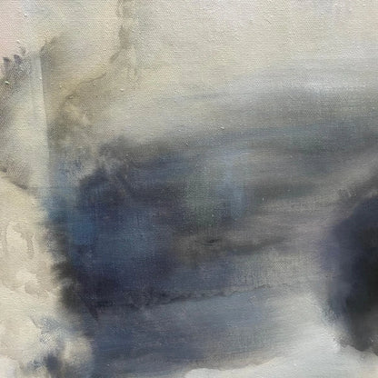 DUSK SHADOWS: Abstract Minimalist Neutral Tone Oil Painting | rectangular format, hand-painted canvas edge
