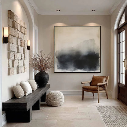DUSK SHADOWS: Abstract Minimalist Neutral Tone Oil Painting | rolled canvas, ready for custom framing