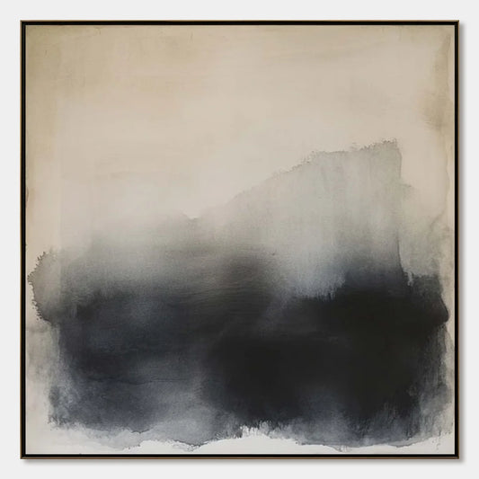 DUSK SHADOWS: Abstract Minimalist Neutral Tone Oil Painting | hanging in DUSK SHADOWS: Abstract Minimalist Neutral Tone Oil Painting featuring layered textured brushwork in refined tones; minimalis...