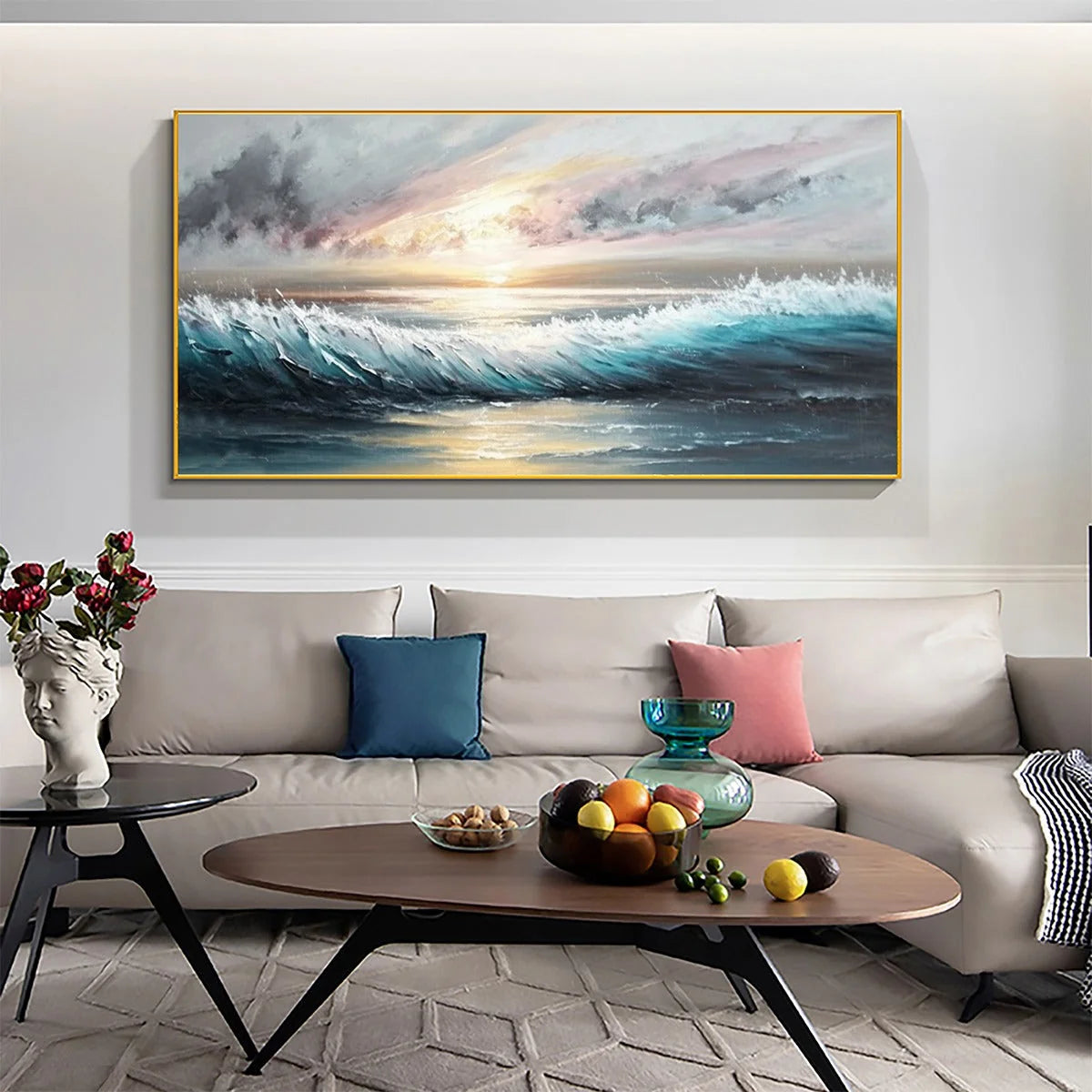 DUSK TIDE: Ocean Waves Seascape Oil Painting | Abstract closeup, raised brushwork detail