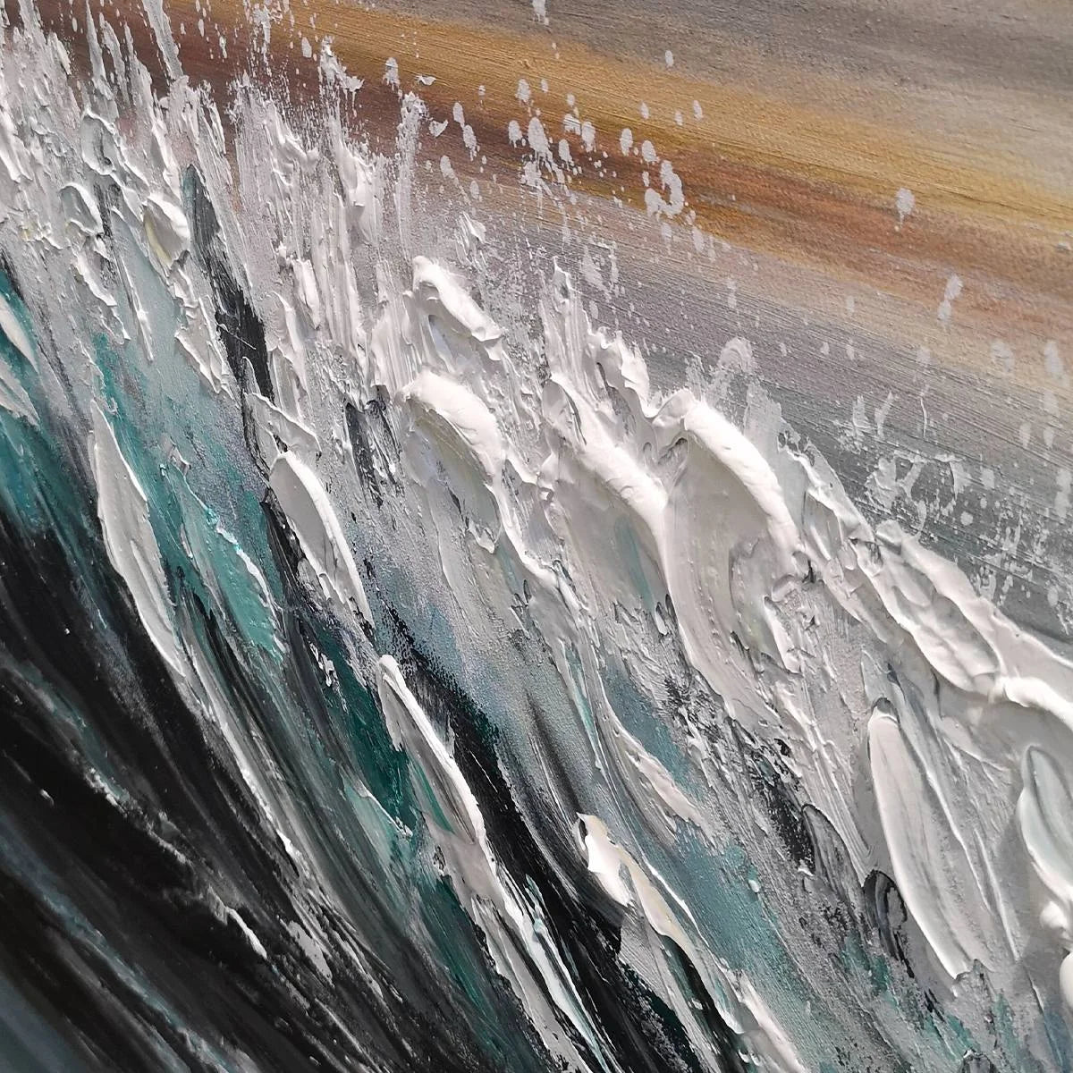 DUSK TIDE: Ocean Waves Seascape Oil Painting | rectangular format, hand-painted canvas edge