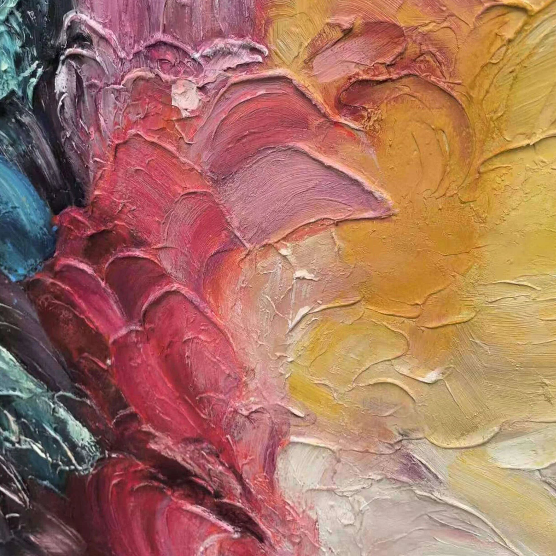 DUSK WHISPERS: Textured Abstract Impasto Oil Painting | rectangular format, hand-painted canvas edge