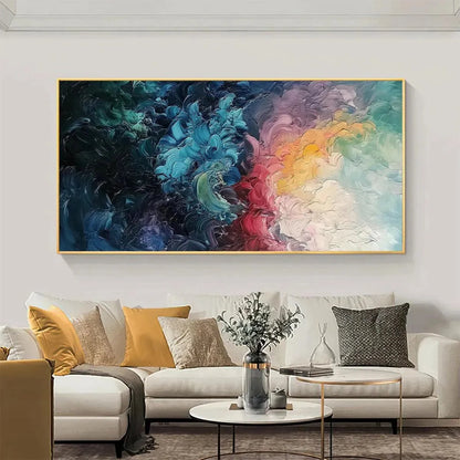 DUSK WHISPERS: Textured Abstract Impasto Oil Painting | Abstract mood, soft natural light studio shot