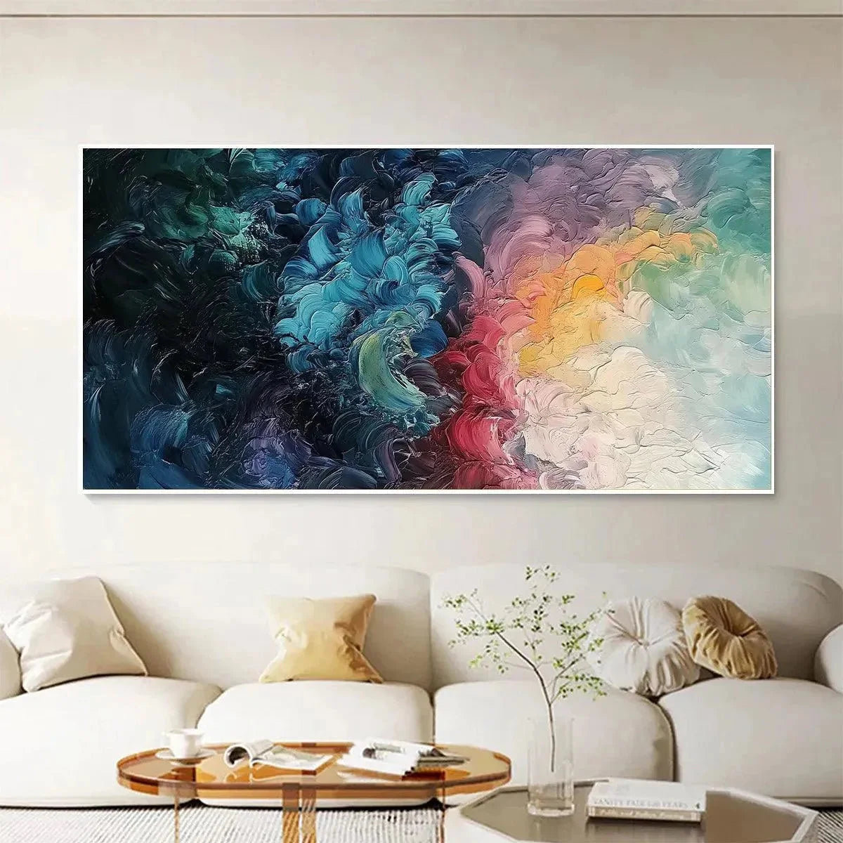 DUSK WHISPERS: Textured Abstract Impasto Oil Painting | beige palette, original Hand-painted on premium stretched canvas using artist-grade oils; rich layered surface combines smooth gradients with...