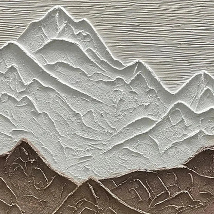 EARTH RIVER: Textured Brown and White Mountain River Landscape Painting | rectangular format, hand-painted canvas edge
