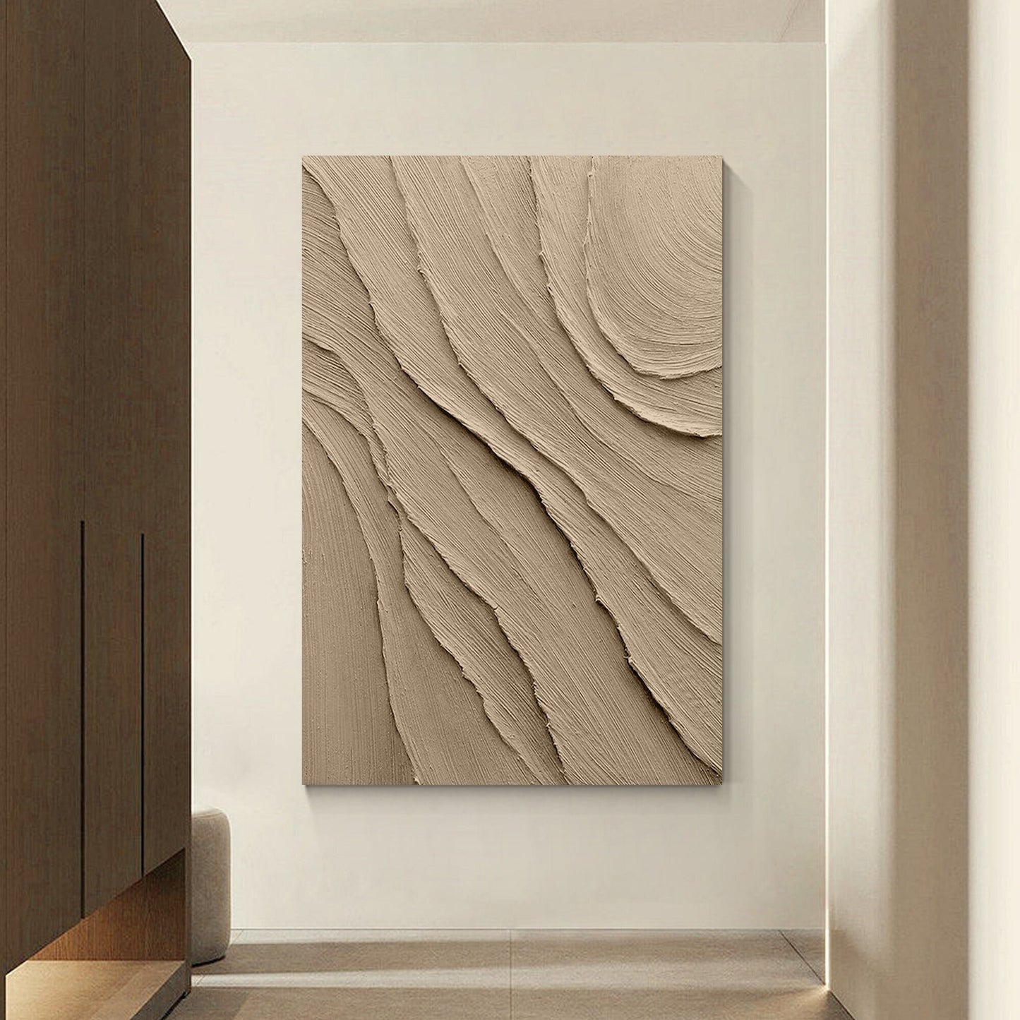 Earth Tone 3D Textured Art: Minimalist Abstract Painting on Canvas #2