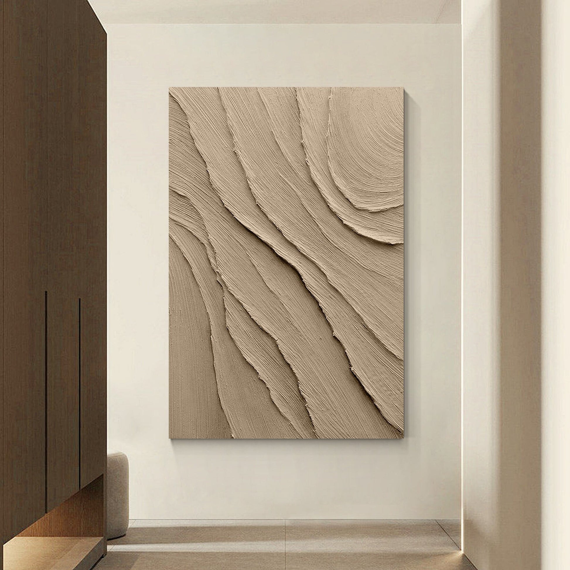 Earth Tone 3D Textured Art: Minimalist Abstract Painting on Canvas #2