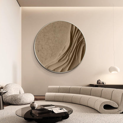 Earth Tone 3D-textuur kunst aan de muur, rond ingelijst abstract canvas schilder #2
