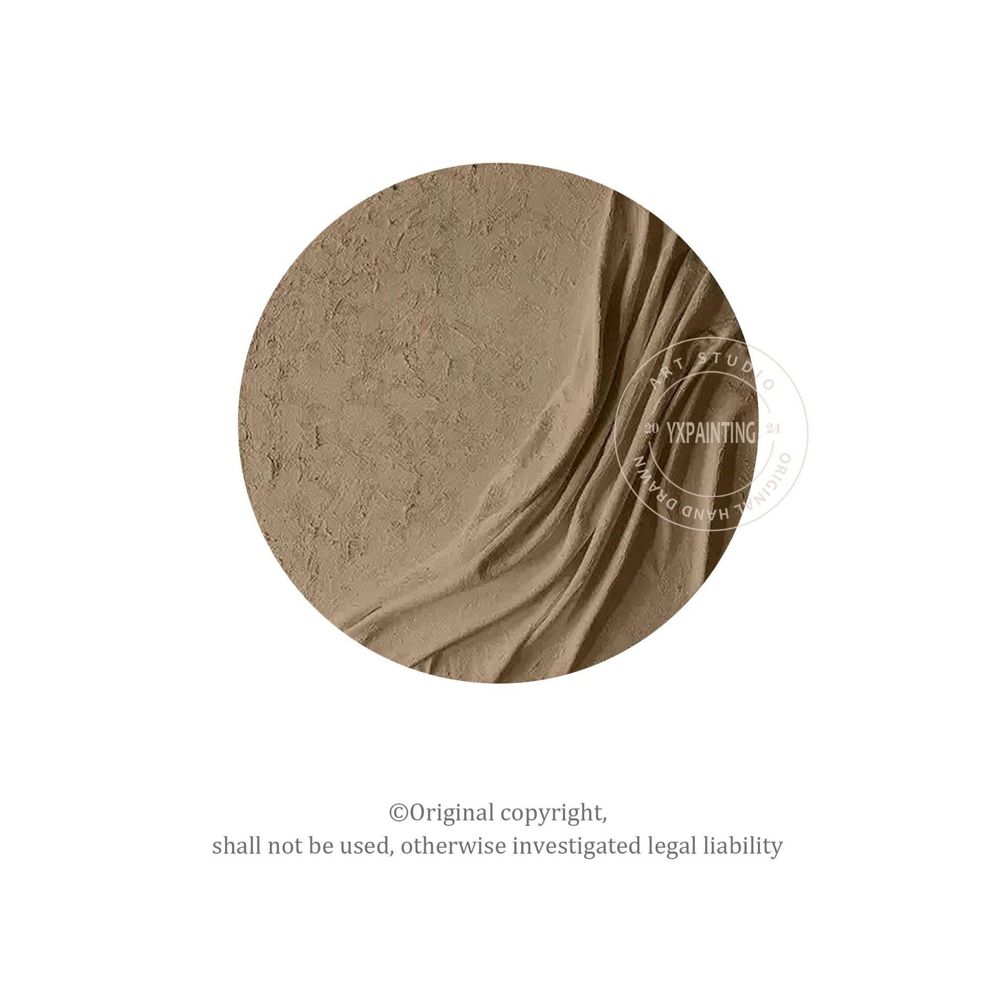 Earth Tone 3D-textuur kunst aan de muur, rond ingelijst abstract canvas schilder #17