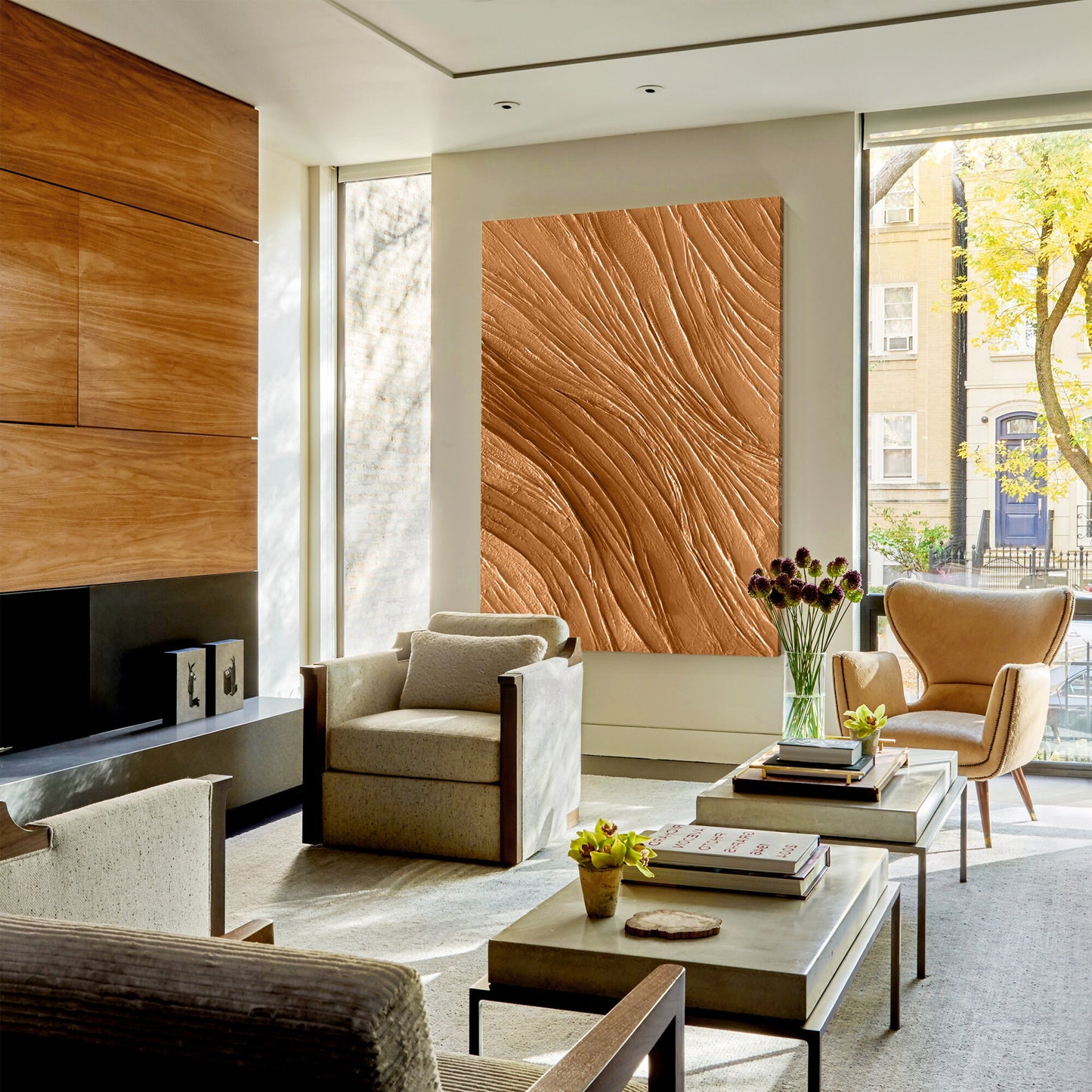 Earth Tone Art Minimalist 3D Heavy Texture Wall Art, Modern Minimalist Brown Wal #2