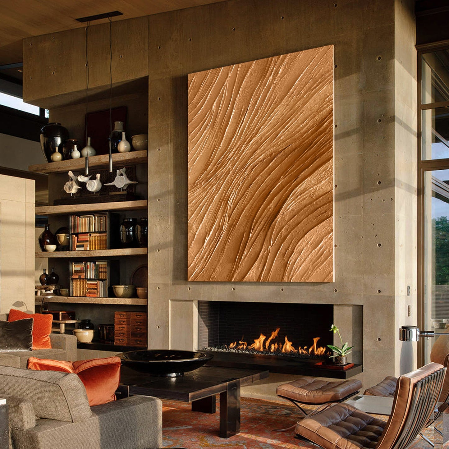 Earth Tone Art Minimalist 3D Heavy Texture Wall Art, Modern Minimalist Brown Wal #3