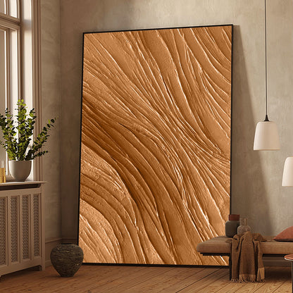 Earth Tone Art Minimalist 3D Heavy Texture Wall Art, Modern Minimalist Brown Wal #4