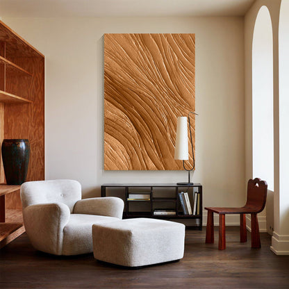 Earth Tone Art Minimalist 3D Heavy Texture Wall Art, Modern Minimalist Brown Wal #5